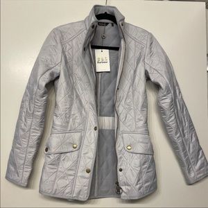NWT Barbour Calvary polarquilt jacket ice white silver size 2